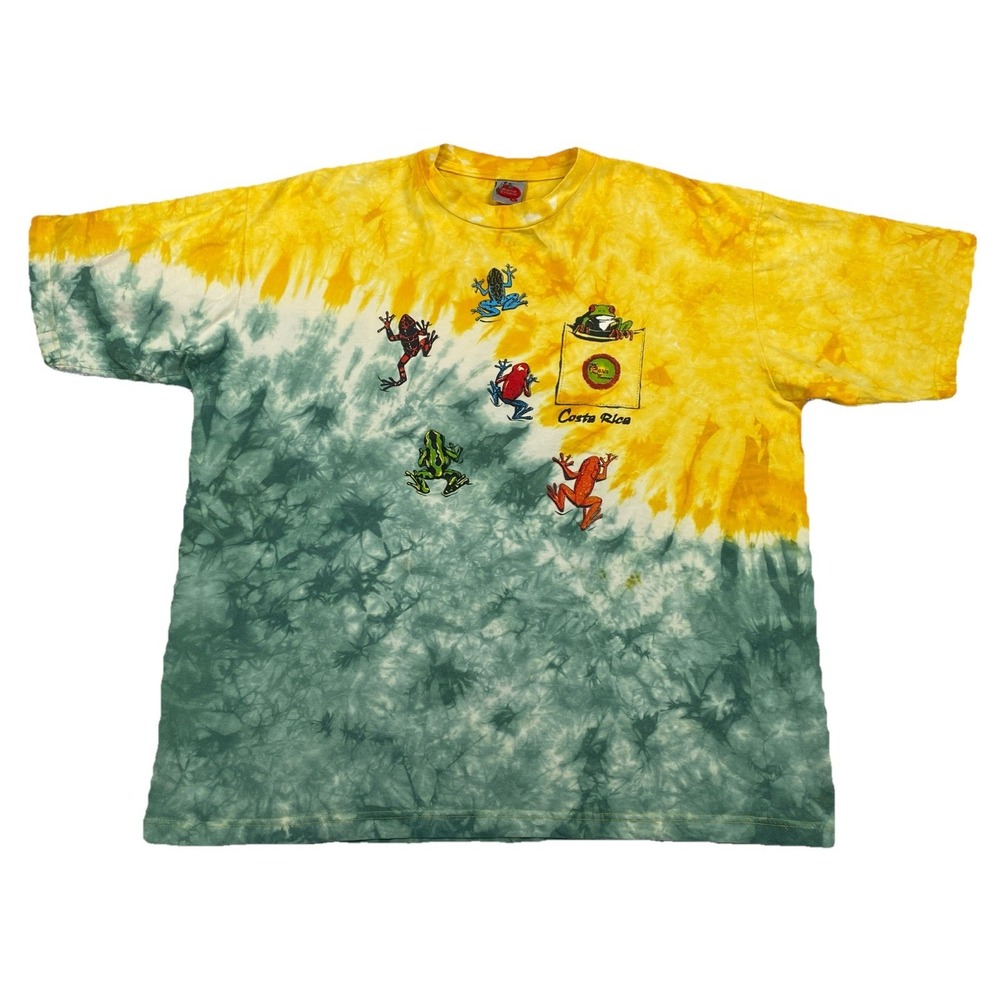 Rana Tropic Frog Costa Rica T-Shirt Yellow Green Tie Dye Size XL